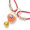Fortune Cat Handmade Porcelain Charm Bracelets BJEW-JB10505-3