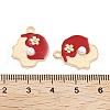 Light Gold Plated Alloy Enamel Pendants ENAM-M219-15KCG-03-3