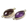 Natural Amethyst Faceted Connector Charms G-K347-03G-05-2