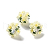 Luminous Polymer Clay Rhinestone Floral Ball Beads CLAY-U002-01B-2