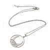 Non-Tarnish 201 Stainless Steel Moon Pendant Necklace with Cable Chains NJEW-Q317-32P-1