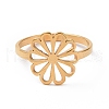 Ion Plating(IP) 201 Stainless Steel Flower Finger Ring RJEW-J051-30G-2