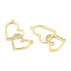 Brass Micro Pave Clear Cubic Zirconia Interlocking Double Heart Pendants KK-M325-12G-2
