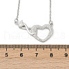 Brass Pave Clear Cubic Zirconia Infinity Heart Pendant Nceklaces for Women NJEW-V011-01P-5