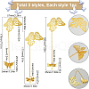 SUNNYCLUE 3Pcs 3 Styles Butterfly & Butterfly & Dragonfly Filigree Brass Bookmark with Chains AJEW-SC0002-93G-2