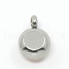 Trendy Original Color 304 Stainless Steel Grade A Rhinestone Flat Round Charm Pendants RB-M030-06E-3