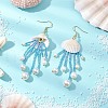 3Pairs Glass & Natural Shell & Non-magnetic Synthetic Hematite Dangle Earrings EJEW-MZ00383-3