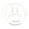 Round Natural Malaysia Jade & Rose Quartz Beaded Necklace & Bracelet & Dangle Earring Sets SJEW-JS01333-2