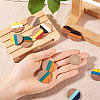 Beadthoven 20Pcs 10 Colors Opaque Tri-color Resin & Walnut Wood Pendants RESI-BT0001-18-6