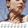 Mother's Day 8Pcs 8 Color Birthstone Rhinestone & 201 Stainless Steel Flat Round Charm Rings Set RJEW-AB00004-6