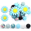 23Pcs Sunflower & Round Silicone Focal Beads SIL-L005-01B-1
