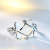 Brass & Opalite Finger Rings FS-WG78CCB-05-4