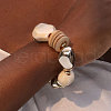 Plastic Pearl & CCB Plastic & Natural Coconut & Resin Beaded Stretch Bracelets for Women WG1DA6D-01-4