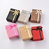 Kraft Cotton Filled Rectangle Cardboard Jewelry Set Boxes with Bowknot CBOX-D028-04-3