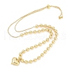 Adjustable Brass Heart Pendant Ball Chain Slider Necklaces for Women NJEW-U015-02G-2