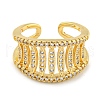 Rack Plating Brass Micro Pave Cubic Zirconia Wide Open Cuff Ring for Women RJEW-C082-04G-2