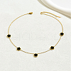 Elegant Stainless Steel Pave Shell Flower Link Chain Necklaces for Women LG8560-2-1