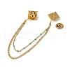 304 Stainless Steel & Dyed Stone Rhombus Hanging Chain Brooch JEWB-S021-01G-01-3