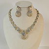 Vortex Alloy Crystal Rhinestone Pendant Necklaces & Stud Dangle Earrings Sets FS-WG07C5B-01-1