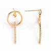 Brass Micro Pave Clear Cubic Zirconia Stud Earring Findings KK-S356-349-NF-3