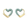 Heart Brass Enamel Hoop Earrings EJEW-P308-05G-2