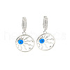 Brass Cubic Zirconia Evil Eye Hoop Earrings UK0566-5