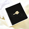 Flower Brass Micro Pave Clear Cubic Zirconia Cuff Rings for Women RJEW-S399-10G-3