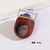 Flat Round Wood & Resin & Natural Sodalite Finger Rings FS-WG75D49-04-2