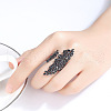 Leaf Brass Micro Pave Cubic Zirconia Cuff Rings for Women FS-WG3B787-01-3