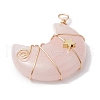 Natural Rose Quartz Copper Wire Wrapped Pendants PALLOY-JF02685-04-3