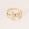 Brass Micro Pave Cubic Zirconia Cuff Rings for Women KS5421-2-1