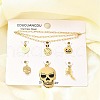 304 Stainless Steel Enamel Shoes Skull Heart Pumpkin Pendant & Necklaces & Bracelets Sets SJEW-Q002-01G-1