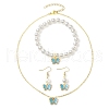 Alloy Enamel Butterfly Charm Necklaces & Dangle Earring & ABS Plastic Imitation Pearl Beads Bracelets Sets SJEW-JS01315-02-2