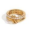 Stainless Steel Micro Pave Clear Cubic Zirconia Stacking Finger Rings FS-WGF4BA8-03-5