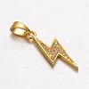 Lightning Bolt Brass Micro Pave Cubic Zirconia Pendants KK-K109-26G-1