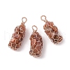 Rack Plating Copper Wire Wrapped Natural Red Agate Chip Big Pendants G-C130-01RG-11-1