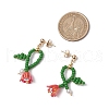 Flower Dangle Stud Earrings EJEW-TA00637-3