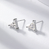 S925 Sterling Silver Clear Cubic Zirconia Triangle Stud Earrings IQ7437-2-2