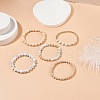 5Pcs 5 Style Natural Wood & Howlite Round Beaded Bracelets Set BJEW-JB08820-2