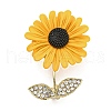 Spray Printed Alloy Rhinestone Brooches JEWB-P023-04G-1