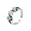 Alloy Triple Dice Open Cuff Ring for Men Women RJEW-T009-35AS-3