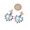 Glass Seed Beads Dangle Stud Earrings EJEW-MZ00396-04-3