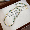 Synthetic Malachite & Natural  Green Aventurine & Plastic Pearl Beaded Necklaces for Women FS-WG716FC-01-4