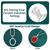 BENECREAT 1Pc 925 Sterling Silver Pendants Cabochon Settings STER-BC0002-40-4