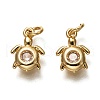 Brass Micro Pave Clear Cubic Zirconia Charms ZIRC-B002-25G-1