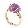 Nuggets Alloy Wire Wrapped Natural Amethyst Cuff Rings FS-WGA7830-01-2