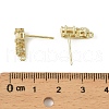 Brass Micro Pave Clear Cubic Zirconia Stud Earring Findings KK-C107-06G-3