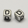 Antique Silver Plated Large Hole Acrylic Letter European Beads PACR-Q099-01D-1