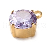 304 Stainless Steel Micro Pave Cubic Zirconia Pendants STAS-K292-01G-06-2