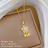 Flower 304 Stainless Steel Micro Pave Clear Cubic Zirconia with Plastic Pearl Pendant Necklaces FS-WGEF150-01-2